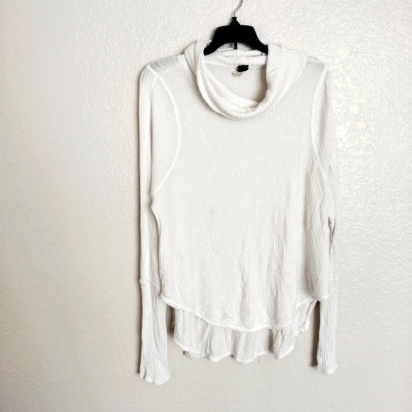 Free People We The Free Kristina Thermal Top Drippy Cowl Neck Long Sleeve sz M - Picture 1 of 6